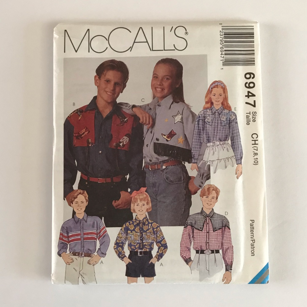 🧵3for12🧵 VTG McCall’s Pattern 6947 Child’s Western Shirt
